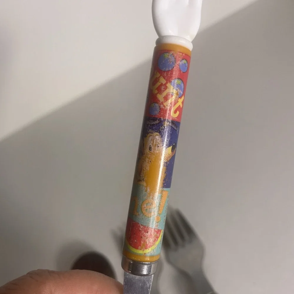 Vintage 90s Baby Disney Mickey Mouse Spoon And Forks Plastic And Stainless Steel